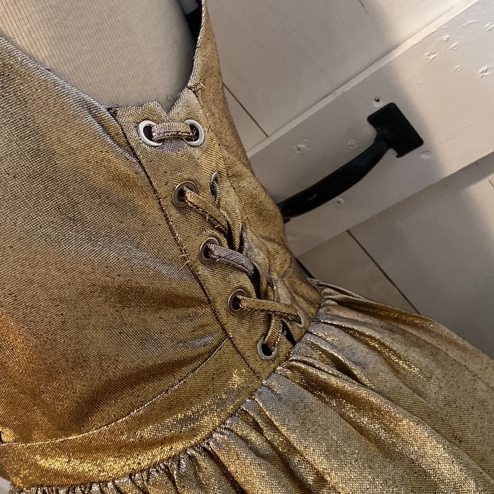 Sandro Goldie Gold V Neck Corset Dress - Picture 2 of 6